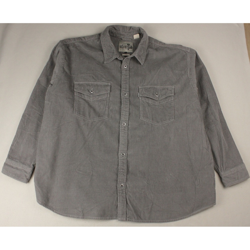 Levis SilverTab Corduroy Shirt Mens XL Gray Button Up Long Sleeve Workwear